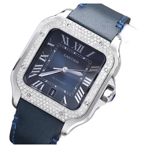 cartier santos watch for sale|cartier santos diamond bezels.